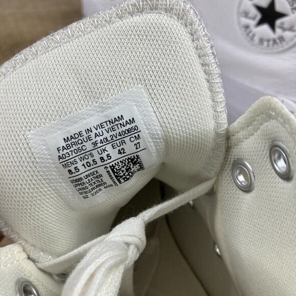 Converse Chuck Taylor All Star Lugged 2.0 Hi White LEATHER Shoes Womens 10.5 NEW - Picture 9 of 9